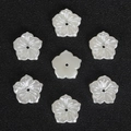 White ABS pearl flower beads for DIY hair accessories and crafts in 5-petal floral shape - Hollow Five-Leaf Flower (Artificial Pearl) / 100 Pieces/Pack (15x15mm) / Beige