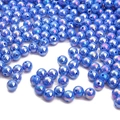 Perle rotonde di acrilico blu iridescente con foro centrale per creazione di gioielli - 6mm / Blu Zaffiro