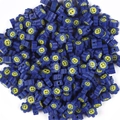 Dark blue smiley face flower polymer clay beads for DIY earring and jewelry making - Plum Flower Smiley (4873383871406)