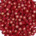 Red flower polymer clay beads with yellow smiley faces for DIY jewelry making - Plum Flower Smiley (4873383871408)