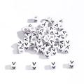 White square acrylic beads with black letter V for DIY jewelry and crafts making - 6x6mm (3.5mm Hole) 100 Pieces/Pack / Letter Bead V