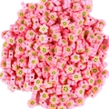 Pink polymer clay smiley face flower beads for DIY earring and jewelry making - Plum Flower Smiley (4873383871409)