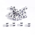 White square acrylic alphabet beads with black letters for DIY jewelry making and crafts - 6x6mm (3.5mm Hole) 100 Pieces/Pack / Letter Bead W