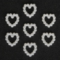 Hollow heart pearl beads for DIY hair accessories and handmade jewelry making - Beaded Heart (Artificial Pearl) / 100 Pieces/Pack (11x11mm) / Beige