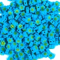 Blue polymer clay sunflower beads with yellow smiley face for DIY earring making - Plum Flower Smiley (4873383871410)