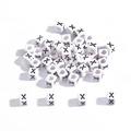 DIY white cubic acrylic alphabet beads with black X pattern for bracelet making - 6x6mm (3.5mm Hole) 100 Pieces/Pack / Letter Bead X
