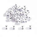 White acrylic cube bead with black letter Y for DIY jewelry and early education crafts - 6x6mm (3.5mm Hole) 100 Pieces/Pack / Letter Bead Y