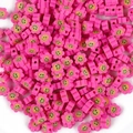 Pink smiley face flower polymer clay beads for DIY earring and jewelry making - Plum Flower Smiley (4873383871411)