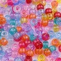Perles en acrylique pailletées pour bracelets enfants et bijoux faits main - Diamètre env. 9mm, Hauteur env. 6mm, Trou env. 3,5/4mm / Couleurs mélangées à paillettes (environ 100 pièces/paquet)