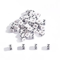 White cube acrylic letter Z beads for DIY jewelry making and educational crafts - 6x6mm (3.5mm Hole) 100 Pieces/Pack / Letter Bead Z