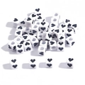 White cube acrylic DIY beads with black heart pattern for jewelry making crafting - 6x6mm (3.5mm Hole) 100 Pieces/Pack / Heart Pattern