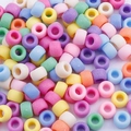 Perles cylindriques en acrylique coloré pour bijoux DIY et artisanat pour enfants - Diamètre env. 9mm, Hauteur env. 6mm, Trou env. 3,5/4mm / Couleurs mélangées dépolies (environ 100 pièces/paquet)