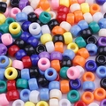 Mélange coloré de perles en acrylique à grand trou pour bijoux DIY et artisanat - Diamètre env. 9mm, Hauteur env. 6mm, Trou env. 3,5/4mm / Couleurs mélangées unies (environ 100 pièces/paquet)