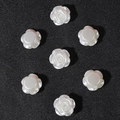 White ABS pearl rose flower beads with side holes for DIY jewelry making and hair accessories - Rose (Artificial Pearl) / 30 Pieces/Pack (18x18mm) / Beige