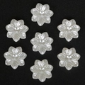 White pearl luster six-petal flower resin beads for DIY hair accessories and jewelry - Large Flower (Artificial Pearl) / 30 Pieces/Pack (23x23mm) / Beige