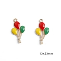 Balloon charm pendants with red yellow green enamel and gold finish 13x23mm size - Balloon / Set of 4