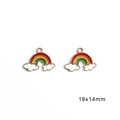DIY colorful rainbow and cloud alloy pendant 19x14mm for earring jewelry making - Small Rainbow / Set of 4