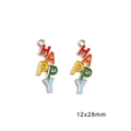 Colorful HAPPY letter pendants with enamel finish for DIY jewelry making 12x28mm - HAPPY / Set of 4