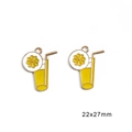 DIY charm for jewelry making in lemon drink cup shape with golden alloy edges - Lemon Cup / Set of 4