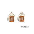 Orange beer mug alloy pendant with white foam detail for DIY jewelry making 14x19mm - Beer Mug / Set of 4