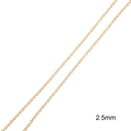 Vue détaillée de la chaîne O dorée 18K de 2,5mm pour fabrication de bijoux - Chaîne Forçat 2.5mm Placage Suspendu Or 18K (1m/pc)