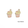 Pink and beige cupcake enamel charms in 12x19mm size for DIY earring making - Ice Cream Cup / Set of 4