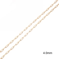 Chaîne trombone dorée de 4,0 mm pour bijoux DIY avec longs maillons métalliques ovales - Chaîne Cruciforme Fil Rond 4mm Placage Suspendu Or 18K (1m/pc)