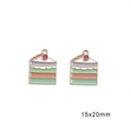 Enamel cake charms 15x20mm for DIY jewelry making in pink and purple colors - Colorful Cake / Set of 4
