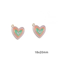 Colorful 18x20mm heart-shaped enamel charms with gold edges for DIY earring crafting - Colorful Heart / Set of 4