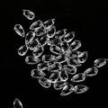 Gocce di vetro trasparente con foro superiore per la creazione di gioielli fai da te - Forma a Goccia d'Acqua / 5 Pezzi/Confezione (14x8mm) / Bianco Trasparente
