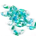 Perle a goccia per gioielli fai-da-te con sfumatura verde acqua traslucida - Forma a Goccia d'Acqua / 5 Pezzi/Confezione (14x8mm) / Blu Verde Profondo Sfumato