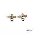 Golden bee charms with black white enamel and rhinestones for DIY jewelry 14x17mm - 14x17mm (Pack of 2) / Bee - White & Black