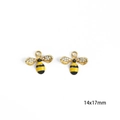 Golden alloy bee pendants with black yellow enamel and white rhinestones 14x17mm - 14x17mm (Pack of 2) / Bee - Black & Yellow