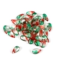 Pendenti a goccia in vetro con sfumatura rosso, verde e trasparente per gioielli fai-da-te - Forma a Goccia d'Acqua / 5 Pezzi/Confezione (14x8mm) / Sfumato Verde e Rosso Scuro