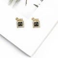 Goldener Parfümflaschen-Anhänger mit schwarzer Emaille N°5 und weißen Kristallen - Parfümflasche - Schwarz / 2 Stück/Set