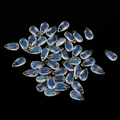 Pendenti a petalo in vetro opale a goccia con fori preforati per gioielli fai da te - Forma a Goccia d'Acqua / 5 Pezzi/Confezione (14x8mm) / Verde Chiaro Trasparente