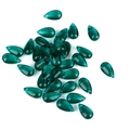 Perline a goccia in vetro verde scuro traslucido con fori per creazione gioielli fai da te - Forma a Goccia d'Acqua / 5 Pezzi/Confezione (14x8mm) / Verde Scuro Trasparente