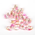 Perline di vetro a goccia sfumate rosa e gialle con fori per creazione gioielli DIY - Forma a Goccia d'Acqua / 5 Pezzi/Confezione (14x8mm) / Sfumatura Arancione Rosa