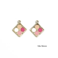 Quadratische Emaille-Anhänger in Rosa und Rot für DIY-Schmuckherstellung 18x18mm - 18x18mm (4er-Pack) / Puderdose - Gold