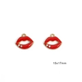 Roter Emaille-Lippenanhänger mit Goldfinish und Strasssteinen, Größe 15x17mm - 15x17mm (4er-Pack) / Rote Lippen - Strass