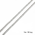DIY silver metal iron chain 7mm flat curb link for jewelry making 1 meter per bag - Dense Flat Curb Chain / 7mm Width - 1m/Pack / Silver (White K)