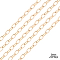Golden 5mm square wire iron cross chain for DIY jewelry making, 2 meters per bag pack - Flat Cable Chain / 5mm Width - 2m/Pack / KC Gold