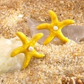 Orecchini a perno a stella marina in smalto giallo con perle per vacanze estive al mare - Stella Marina Gialla (FYD6222EH-yellow)