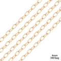 4mm wide golden iron cross chain for DIY jewelry making, 3 meters per bag pack - Flat Cable Chain / 4mm Width - 3m/Pack / KC Gold