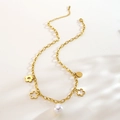 Exquisite 18k gold plated stainless steel flower necklace with elegant drop pearl pendant - Flower Artificial Pearl Necklace