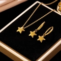Parure élégante en acier inoxydable doré avec pendentifs étoile dans un coffret noir - Ensemble Collier Étoile (FSY067+JX541)