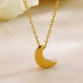 Elegant gold crescent moon pendant necklace with matte finish on delicate chain - Abstract Moon Necklace