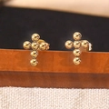 Minimalist gold cross stud earrings featuring polished bead design for women - Gold Round Bead Cross Stud Earrings (MY533)