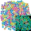 Perline con lettere in acrilico luminoso multicolore con effetto fluorescente - Multicolore Trasparente Luminoso e Lettere Nere