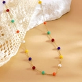Golden stainless steel necklace with vibrant colorful geometric beads in elegant setting - Faceted Colored Bead Style (RTC02)